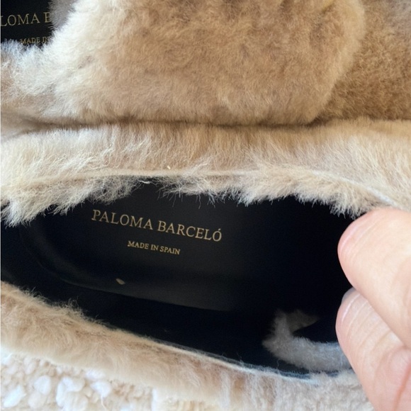 Free People Used Paloma Barcelo lace-up Beige Shearling chunky rubber sole shoes - Picture 11 of 14